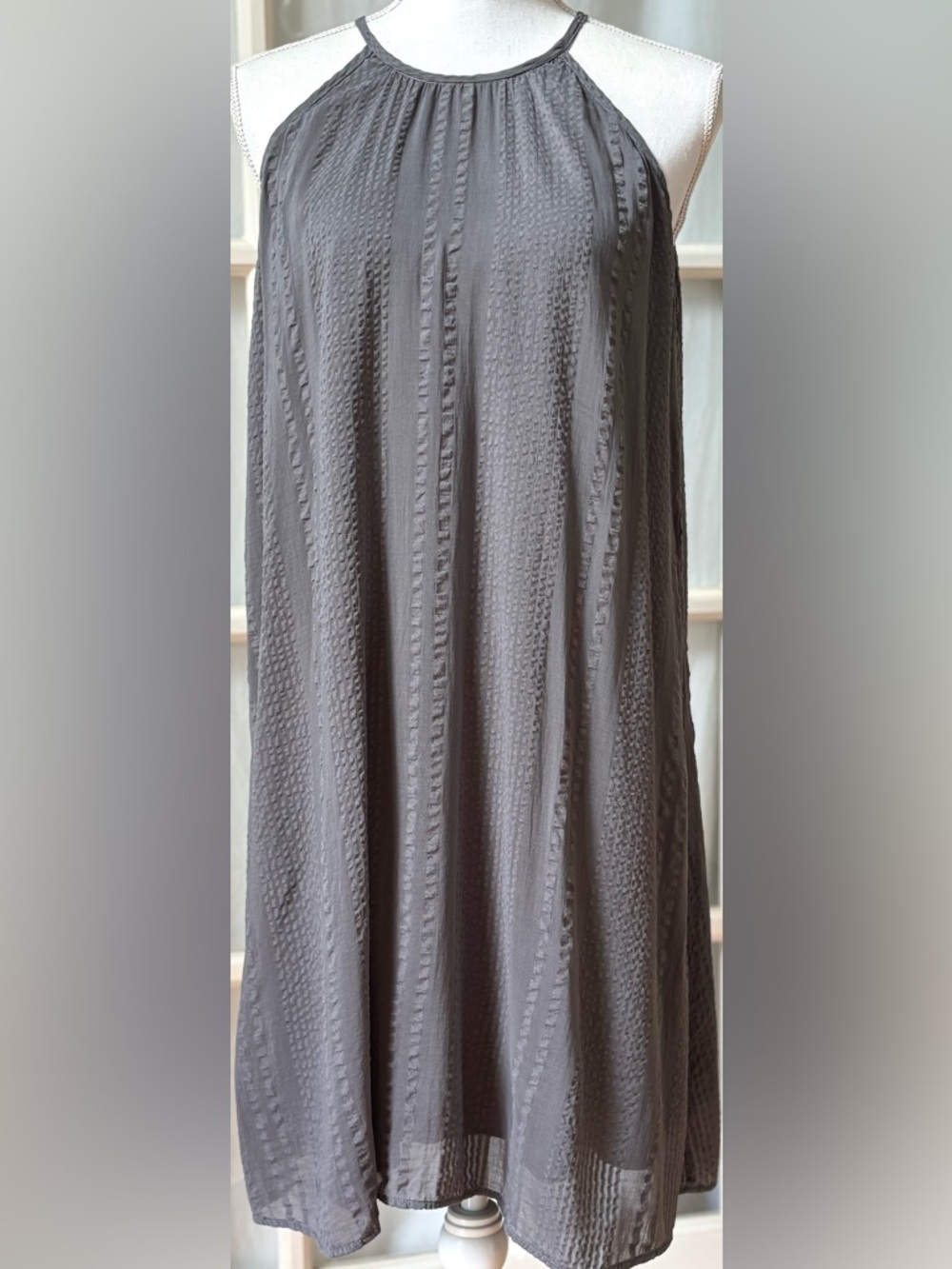 Cloth & Stone Anthropologie Gray Tencel Swing Halter Dress - Picture 2 of 8